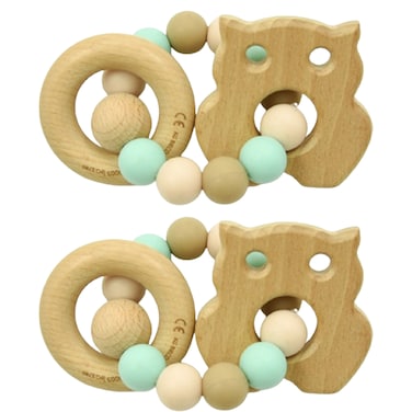 عضاضات خشبية + سيليكون شكل طائر - 2 قطعة