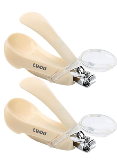 لوقو مقص أظافر مع عدسة مكبرة - أصفر - عبوة من قطعتين