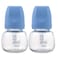 لوقو زجاجة رضاعة زجاجية ذات عنق قياسي، 80 مل، لون أزرق، عبوة من قطعتين