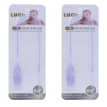 Luqu Pacifier Holder Silicone-Purple-Pack of 2