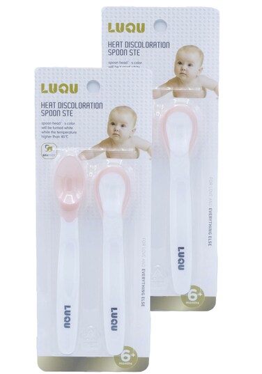 لوقو مجموعة ملاعق مستشعرة للحرارة- وردي - 2 مجموعة