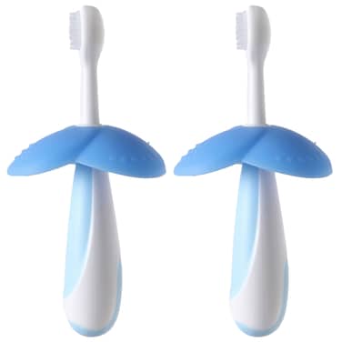 Tooth Brush Flower Shape Silicone Blue-Pack of 2