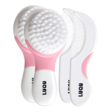 مجموعه مشط و فرشة وردي-2 قطعة