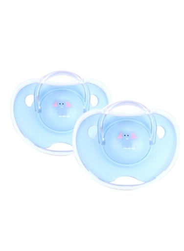 Luqu Pacifier Silicone Flat Head 0+m-Blue-Pack of 2