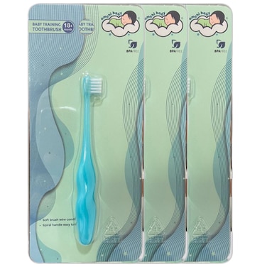 فرشاة أسنان تدريب الأطفال - عبوة من 3 قطع - زرقاء