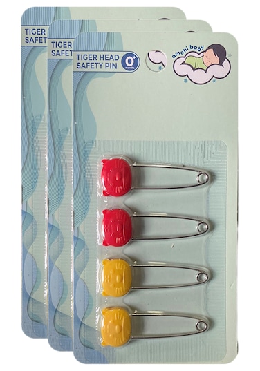 Tiger Head Safety Pin-Pack of 3