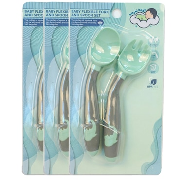 Flexible Spoon and Fork Set-Pack of 3-blue