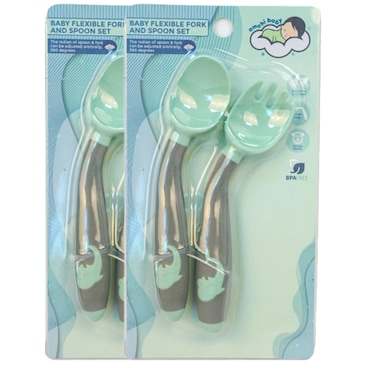 Flexible Spoon and Fork Set-Pack of 2-blue