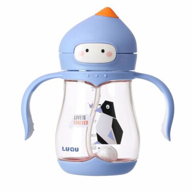 LuQu Toddler Straw Cups, PPSU Sippy Cup with Weighted Straw and Silicone Brush