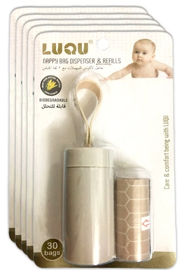 لوقو حامل الأكياس+ أكياس مهملات 2 قطع قابلة للتحلل وردي