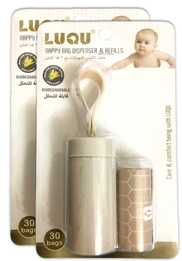 لوقو حامل الأكياس+ أكياس مهملات 2 قطع قابلة للتحلل وردي