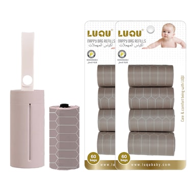 Baby Disposable Diaper Bags, Biodegradable Waste Bags 10 Refill Rolls/150 Bags with Dispenser, Convenient and Quick Diaper Disposal, Unscented(PINK)