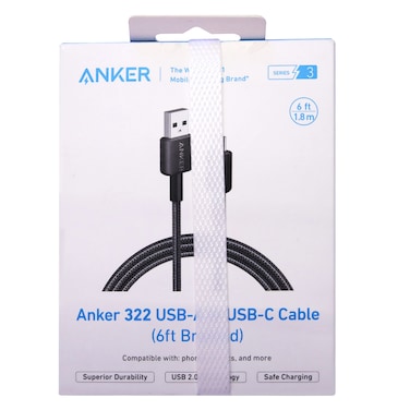Anker USB A To USB-C Braided Cable Black 6ft