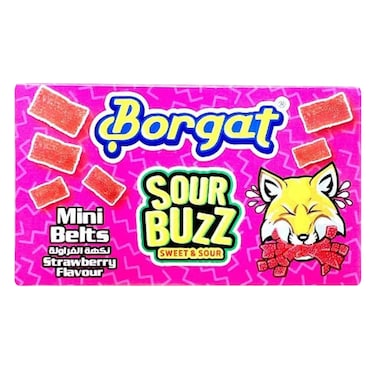 بورقات، حلوى على شكل اشرطة بنكهة الفراولة الحامضة 80 جرام