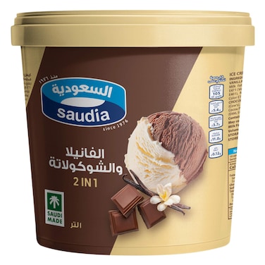 Saudia 2-In-1 Vanilla And Chocolate Ice Cream 1L