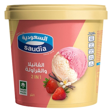 السعودية آيس كريم الفانيليا والفراولة 1 لتر