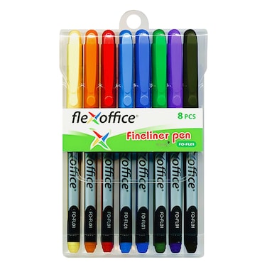 Flexoffice - Coloured Fineliners 0.4mm 8 colours