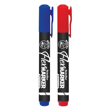 Flex Office Permanent Marker Set, Red and Blue, 2 Pieces