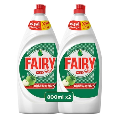 صابون فيري بلس السائل فرويتي جرين لغسل الأطباق مع قوة بديلة للمبيّض، 800مل ×2