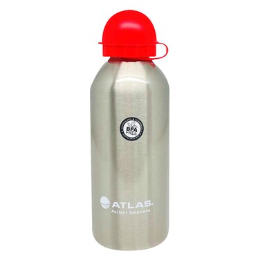 Atlas Stainless Steel Water Bottle With Red Cap, 600ml