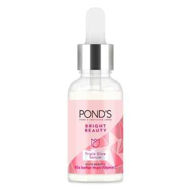 POND'S Bright Beauty Face Serum Brightens, Smoothens &amp; Hydrates, Triple Glow Moisturizer with Niacinamide (Vitamin B3), Hyaluronic Acid and Gluta-Boost-C, 30g
