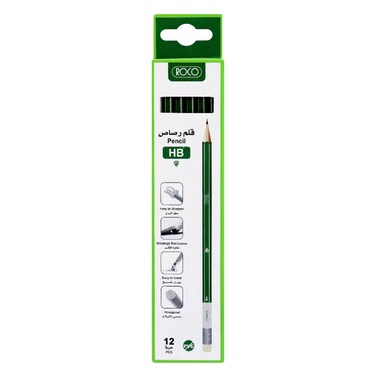 Roco Hb Hexa Pencil 12 Pieces Green