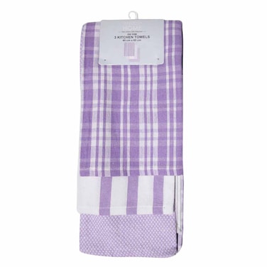 La Collection Home - 3 Kitchen Towels, Purple Print, 40 X 65 cm
