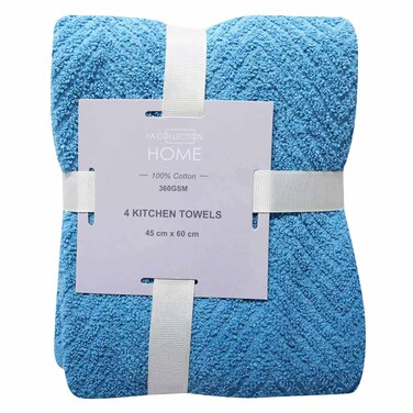 La Collection Home - Kitchen Towel Set, 4 Pieces, Blue Mix, 45 X 60 cm
