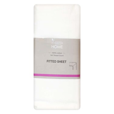 لا كوليكشين هوم شرشف سرير مطاطي، مفرد، أبيض ناصع، 90 × 200 سنتيمتر