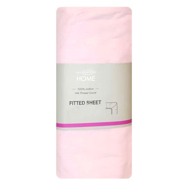La Collection Home Fitted Sheet, Single, Light Pink, 90 x 200cm