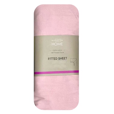 La Collection Home Fitted Sheet, Queen, Light Pink, 160 x 200cm