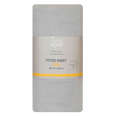 لا كوليكشين هوم شرشف سرير مطاطي، مقاس ملكي، رمادي فاتح، 200 × 200 سنتيمتر