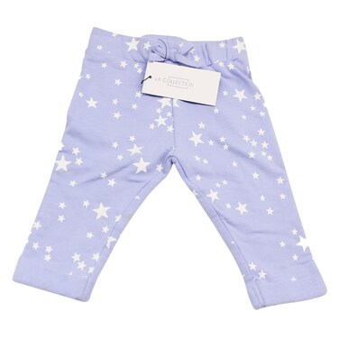 Baby boy joggers, blue with all-over print, size 24-36 months.