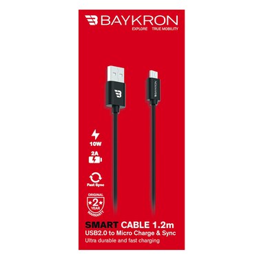 بايكرون كابل مايكرو USB، 1.2 متر، أسود