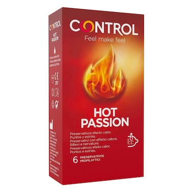 كونترول - واقيات ذكرية هوت باشن، 6 قطع