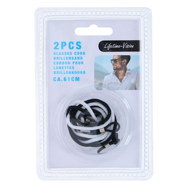 Lifetime Vision Glasses Lanyard 2 Pieces, Durable PES Material, 61cm Length, Black &amp; White