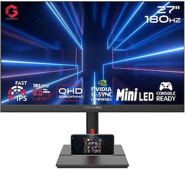 جيم اون شاشة العاب LED صغيرة من جومل27QHD180IPS 27 انش 2560×1440p 2K QHD لوحة IPS سريعة 180Hz 0.5 مللي ثانية 2.1 HDMI فري سينك وجي مساعد تقاطع شير تدعم HDR PS5 VRR أسود