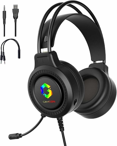 GAMEON Shadowfire RGB Gaming Headset For PS4/PS5/XBOX ONE/PC, USB+3.5mm Connectivity, 50mm Drivers, Omnidirectional Mic, In, Built Controls, PU Ear Cushions, 1.9M Cable, 32&Omega; Impedance,