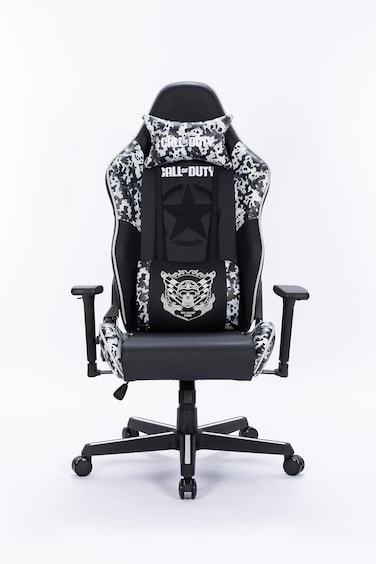 GAMEON Call Of Duty Gaming Chair - Adjustable 4D Armrests, Rotating Head Support, Ergonomic Backrest, Metal Base, Office &amp; PC Use, COD Edition - Grey/Black