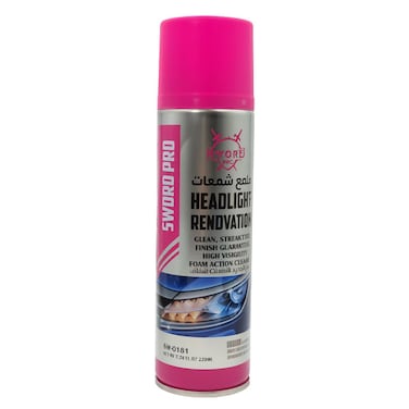 SWORD PRO Headlight Renovation Spray SW-0181 &ndash; 220ml Foam Cleaner for Car Headlights &ndash; Removes Yellowing, Scratches, Oxidation &ndash; Restores Shine and Visibility