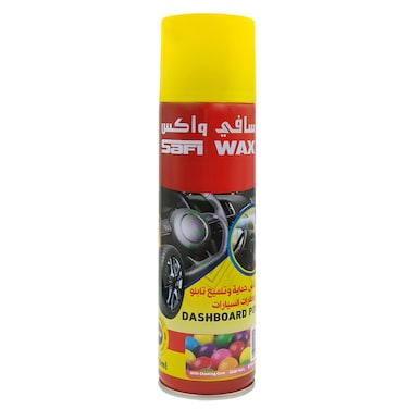 SAFI WAX Dashboard Polish Spray 650ml with Chewing Gum Fragrance, UV Protection, Dust Repellent, Quick Drying, Ideal for Car Interior, Leather, Rubber &amp; Plastic

