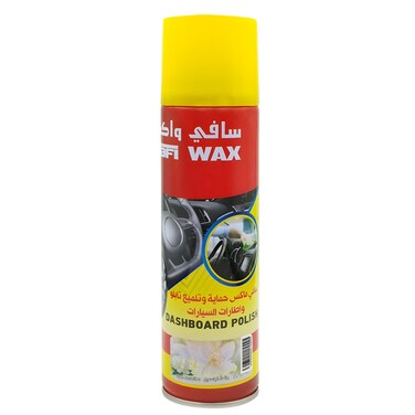 SAFI WAX Dashboard Polish Spray 650ml White Flower Fragrance &ndash; Quick Dry, UV Protected, Dust Resistant, Ideal for Car Dashboard, Leather, Plastic, and Rubber

