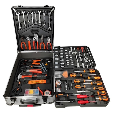 Auto King 187PCS Tool Kit &ndash; All-in-One Hand Tool Set with Aluminum Rolling Case for Home, Garage &amp; Workshop

