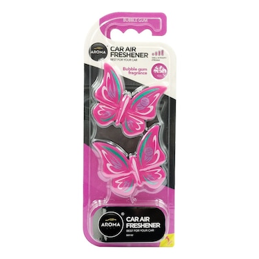 AROMA Car Air Freshener Butterfly Design &ndash; Bubble Gum Fragrance, Clip-on Vent Perfume, 2pcs Pack

