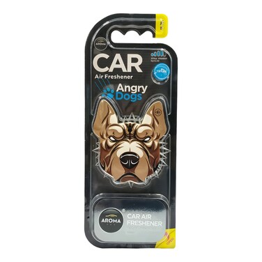 AROMA Clip-On Car Air Freshener &ndash; Angry Dogs Dog Face, Fresh Linen Fragrance, Solid Vent Perfume, 1 Piece

