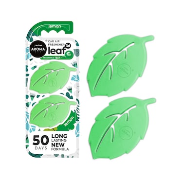 AROMA Clip-On Car Air Freshener &ndash; Mini Leaf Style, Long-Lasting Lemon Scent, Leak-Proof Solid Design (2 Pcs)

