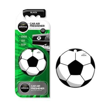 AROMA Car Air Freshener &ndash; Black Fragrance &ndash; Soccer Ball Shape &ndash; Vent Clip Design &ndash; Long Lasting Scent &ndash; For Car, SUV, and Truck Interiors

