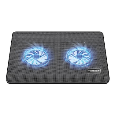 لوحة تبريد لأجهزة الكمبيوتر المحمولة MICRODIGIT MD455CP مزودة بمروحتين، تعمل بمنفذ USB، فائقة الهدوء، وتبديد سريع للحرارة، وإضاءة LED، ومتوافقة مع أجهزة الكمبيوتر المحمولة