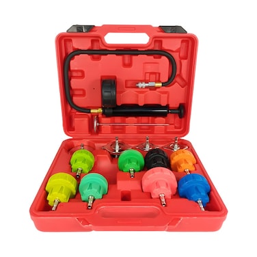 DEFAONS 14PCS Radiator Pressure Tester Kit &ndash; Universal Cooling System Leak Test Tool with Gauge &amp; Aluminum Adapters

