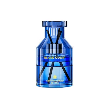 BLACK ODOR Aroma Reed Diffuser 60ml Blue &ndash; Essential Oil Air Freshener Spill-Proof Long-Lasting Scent for Car Home Office No Allergen

